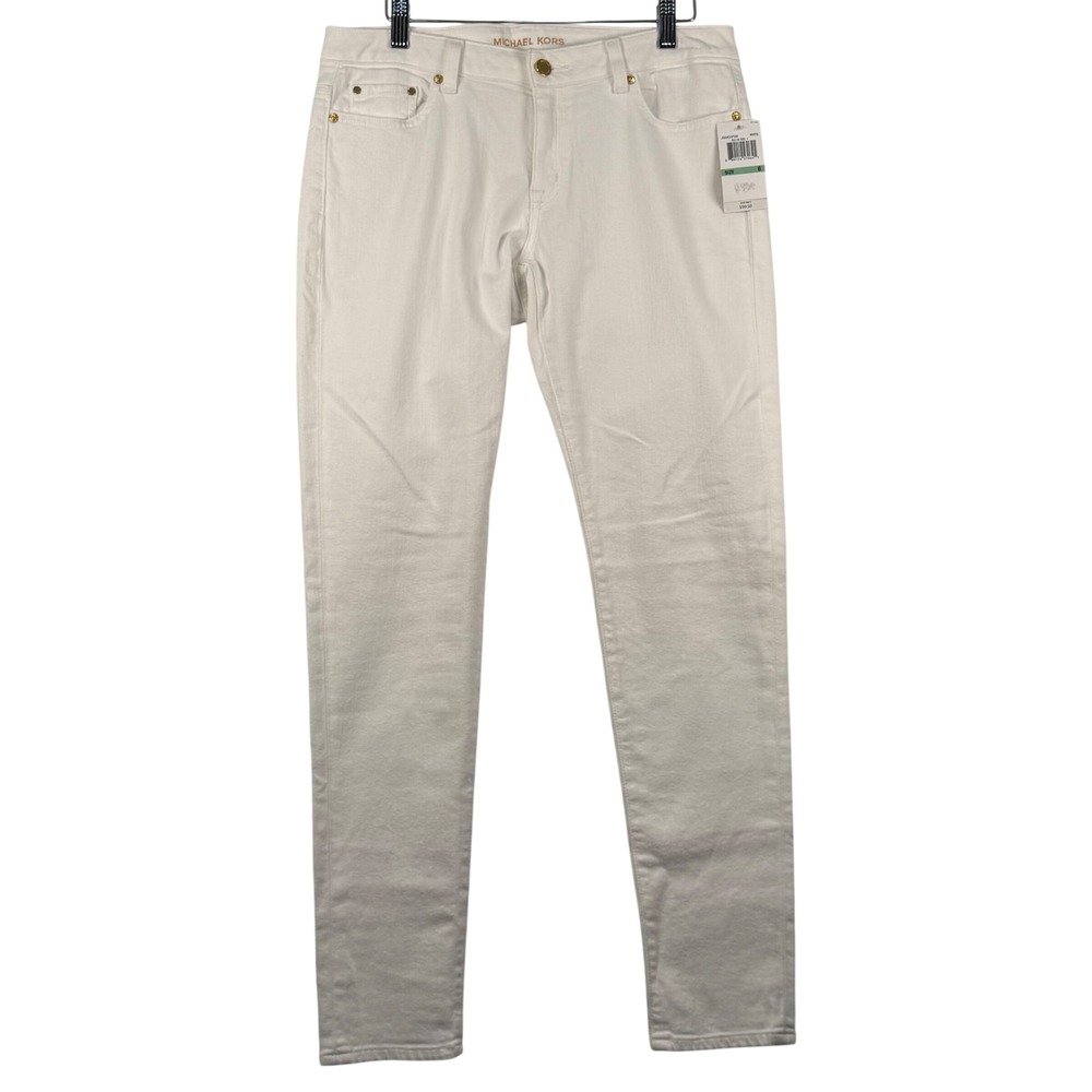 Michael Kors 8 Izzy Skinny Jeans White Gold Hardware Coastal JS69CCYTK6 Designer
